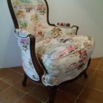 Restauration d'une bergère d'époque Louis XV et tissu Romo Restauration d'une bergère d'époque Louis XV et tissu Romo