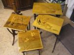 Art Nouveau nest of tables signed Gallé Restoration of the floral marquetry and French polish on an Art Nouveau nest of tables signed Gallé